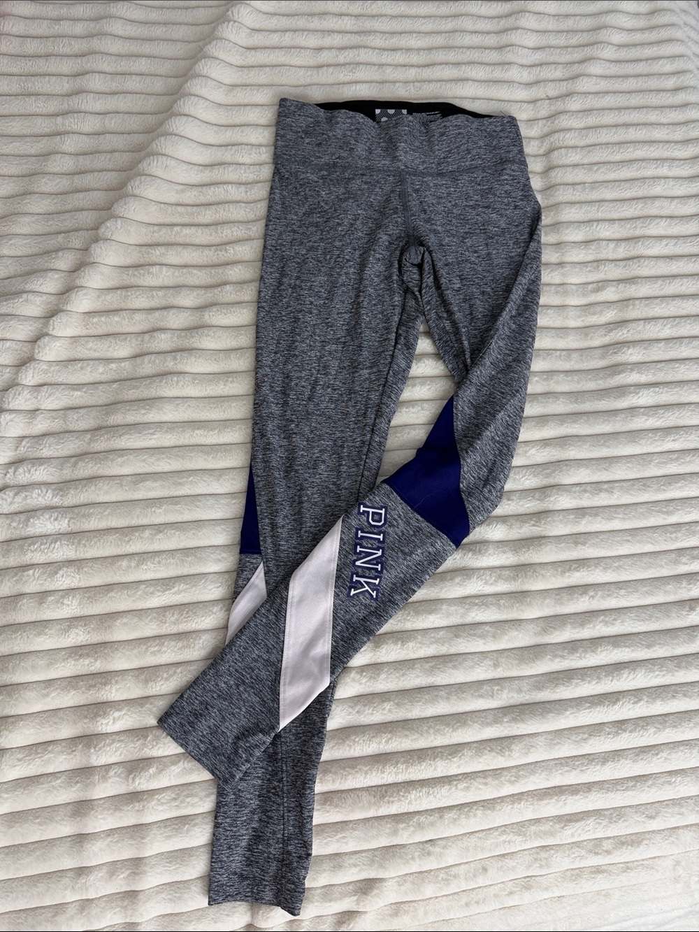 PINK Victoria's Secret Grey Leggings with Navy and White Panels